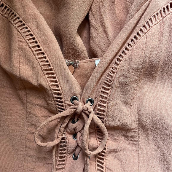 Lovers +Friends Rust Orange Boho Mini Dress β Crochet Detail β Size S - Picture 5 of 8